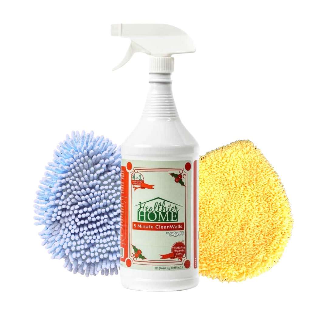 5-Minute CleanWalls 4-In-1 Holiday Hearth 32 oz. Spray + 2 Replacement Mitts (1 Blue, 1 Yellow)